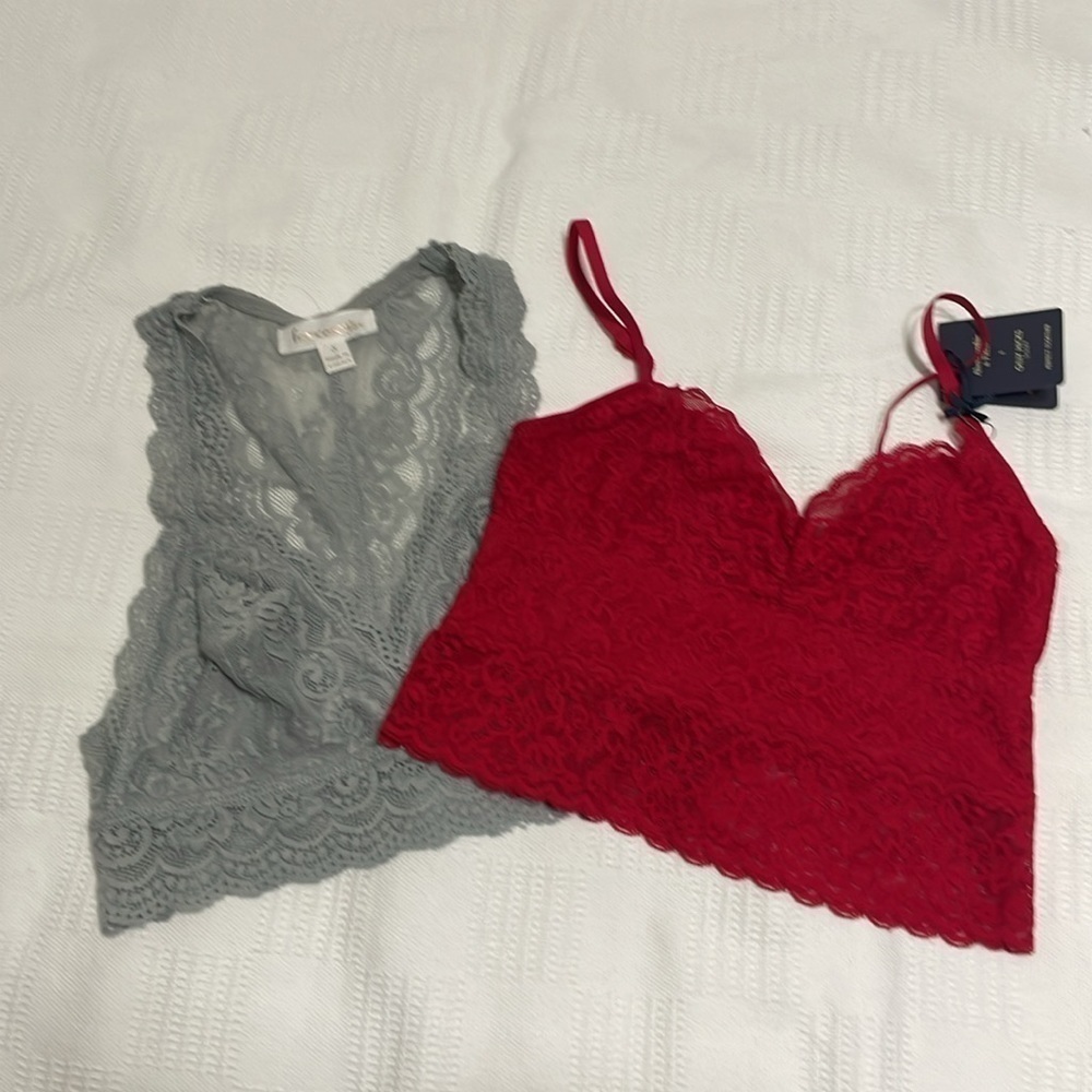 NWT Hollister/Gilly Hicks Lace Red Bralette and Francesca’s Gray Lace bralette